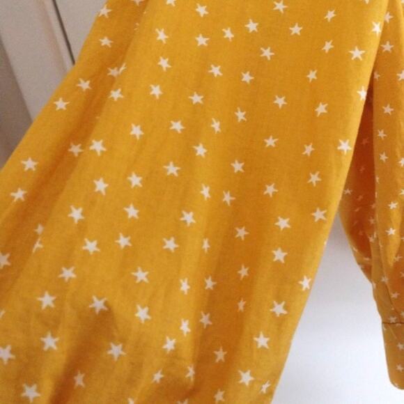Madewell Wrap Top in Star Scatter Yellow Cotton Cropped Boho Preppy Size S - Picture 8 of 13